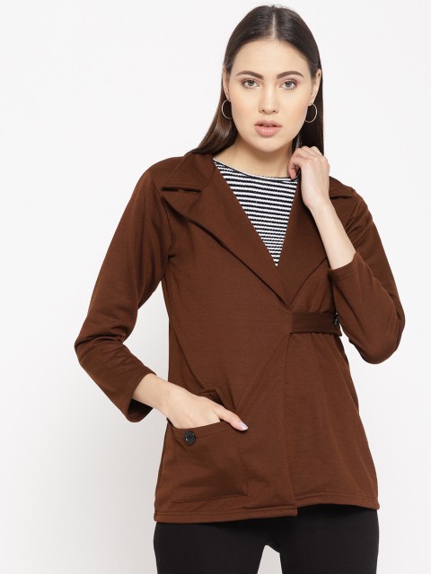 

Belle Fille Women Brown Solid Wrap Jacket
