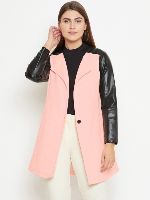 

Belle Fille Women Pink Solid Longline Tailored Jacket