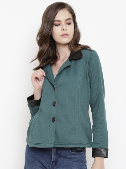 

Belle Fille Women Green Solid Tailored Jacket