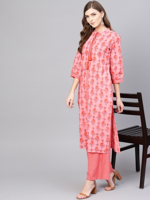 

Yuris Women Peach-Coloured & Orange Printed Kurta with Palazzos