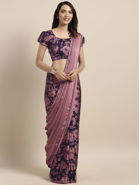 

Satrani Floral Shimmer Half & Half Chiffon Saree, Pink