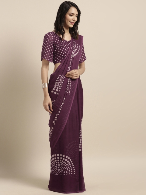 

Satrani Purple Printed Pure Georgette Saree