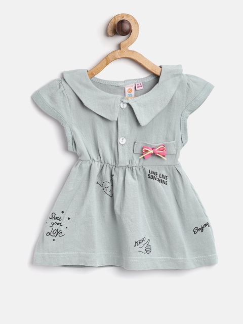 

Kids On Board Girls Grey Printed Fit & Flare Dress