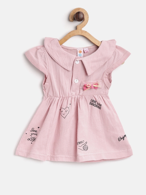 

Kids On Board Girls Pink Printed Fit and Flare Dress