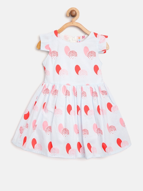 

Kids On Board Girls Blue & Red Printed Fit & Flare Dress