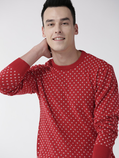 

Mast & Harbour Men Red & Off-White Printed Sweater