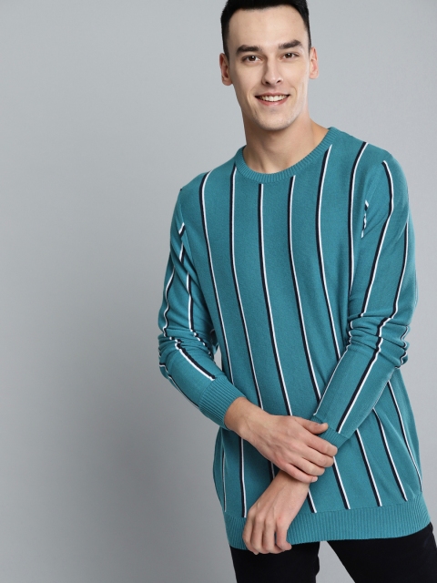 

Mast & Harbour Men Blue & Black Striped Sweater