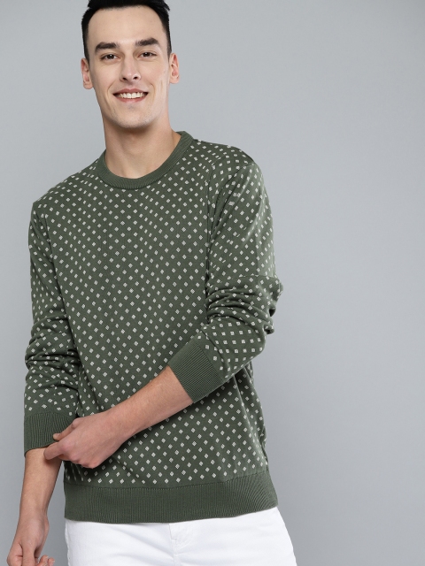 

Mast & Harbour Men Green & White Printed Sweater