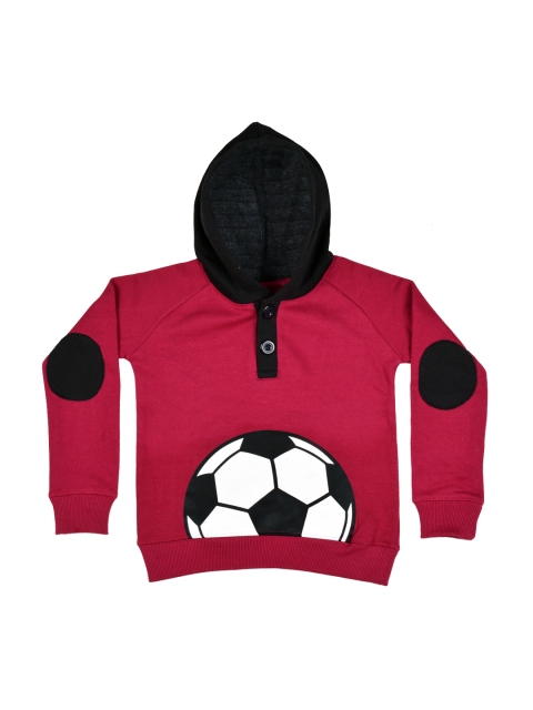 

GKIDZ Boys Maroon Hooded Printed Sweatshirt