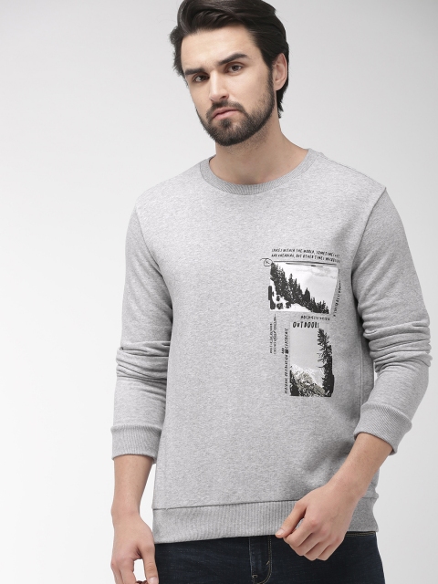 

Denizen From Levis Men Grey Melange Printed Sweatshirt