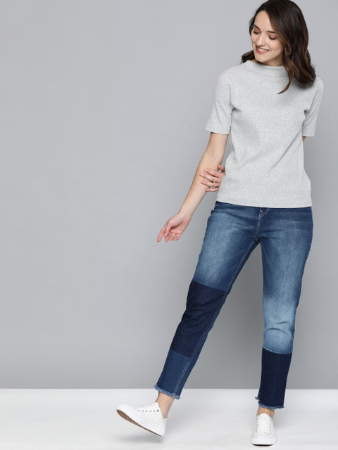 

Mast & Harbour Women Blue Boyfriend Fit Mid-Rise Clean Look Stretchable Jeans