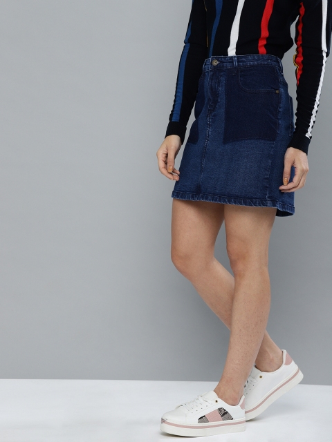 

Mast & Harbour Women Blue Straight Denim Skirt