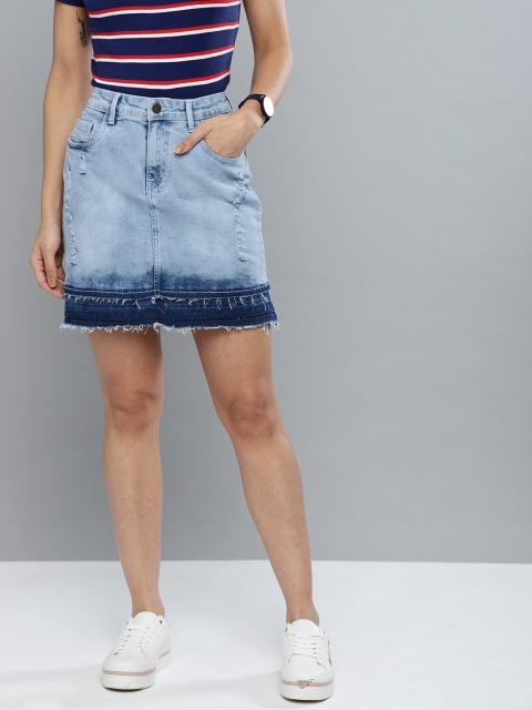 

Mast & Harbour Women Blue Straight Denim Skirt