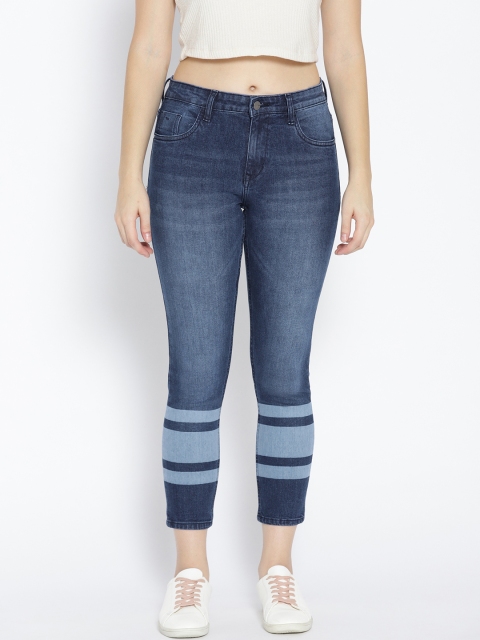 

Mast & Harbour Women Navy Blue Skinny Fit Cropped Clean Look Stretchable Jeans