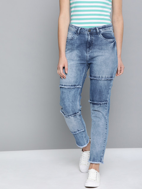 

Mast & Harbour Women Blue Boyfriend Fit Mid-Rise Clean Look Stretchable Jeans