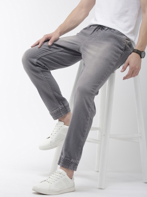 

Mast & Harbour Men Grey Jogger Mid-Rise Clean Look Stretchable Jeans