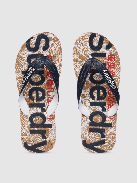 

Superdry Men Beige & Blue Printed Thong Flip-Flops