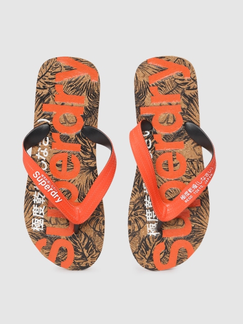 

Superdry Men Orange & Brown Printed Thong Flip-Flops