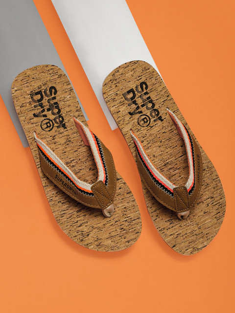 

Superdry Men Brown & White Self Design Thong Flip-Flops