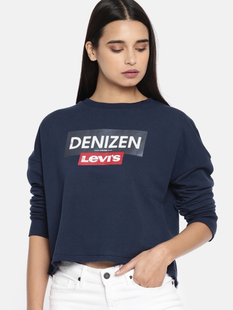 

Denizen From Levis Women Navy Blue & White Printed Sweatshirt