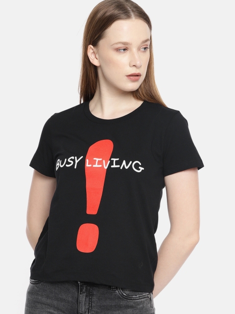 

Denizen From Levis Women Black Printed Round Neck T-shirt