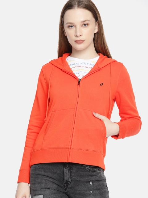 

Denizen From Levis Women Orange Solid Hooded Sweatshirt