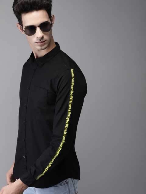 

Moda Rapido Men Black Slim Fit Solid Casual Shirt