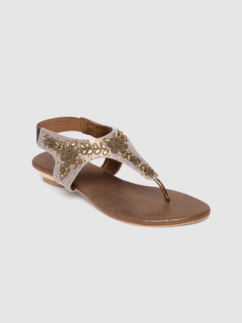 

Rocia Women Gold-Toned Embellished T-Strap Flats