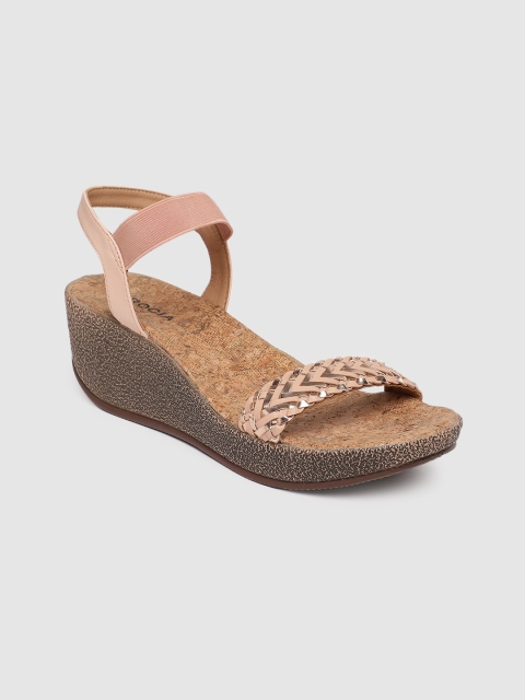 

Rocia Women Pink & Gold-Toned Woven Design Sandals