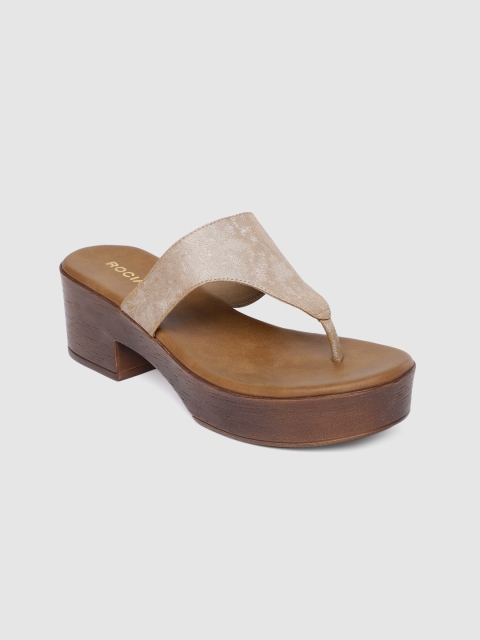 

Rocia Women Gold-Toned & Brown Textured Platform Heels