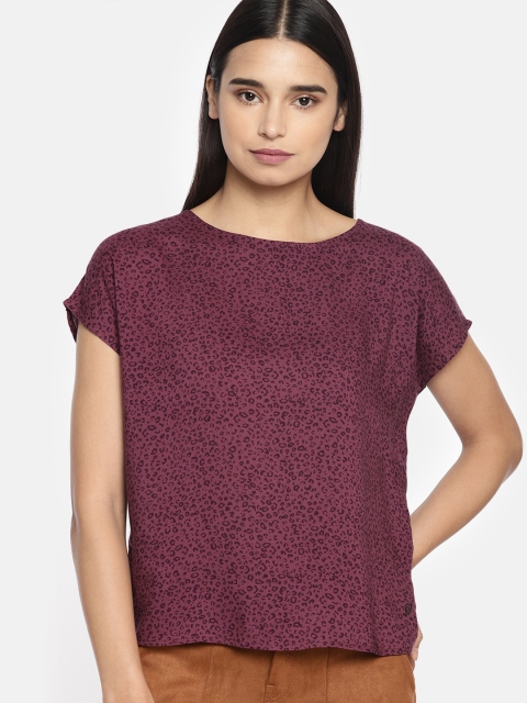 

Denizen From Levis Women Maroon Animal Print Top