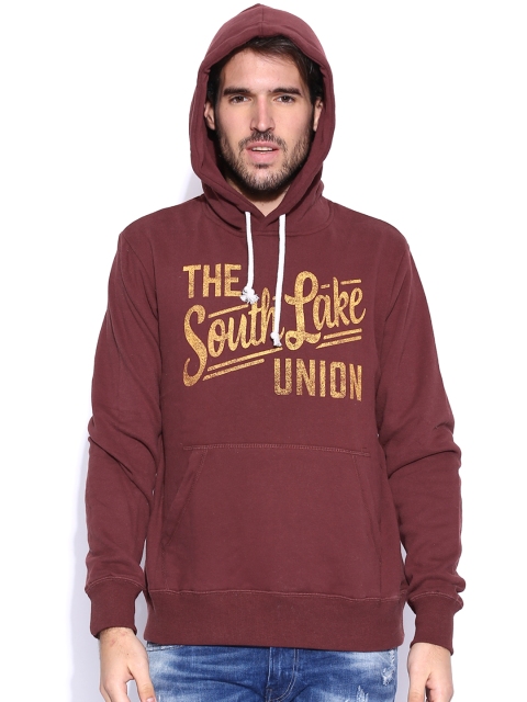 

Fox Maroon Hooded Printed Sweatshirt