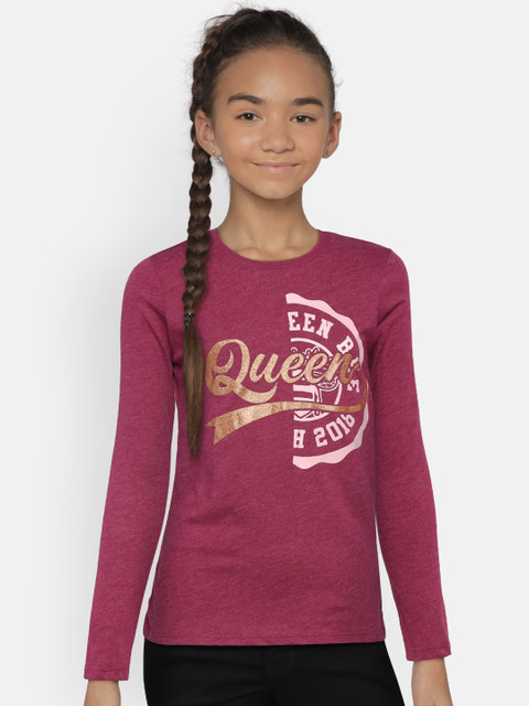 

The Childrens Place Girls Maroon Printed Round Neck T-shirt