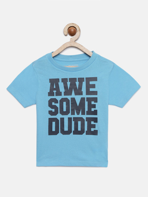 

The Childrens Place Boys Blue Printed Round Neck Pure Cotton T-shirt