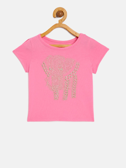 

The Childrens Place Girls Pink Printed Round Neck T-shirt