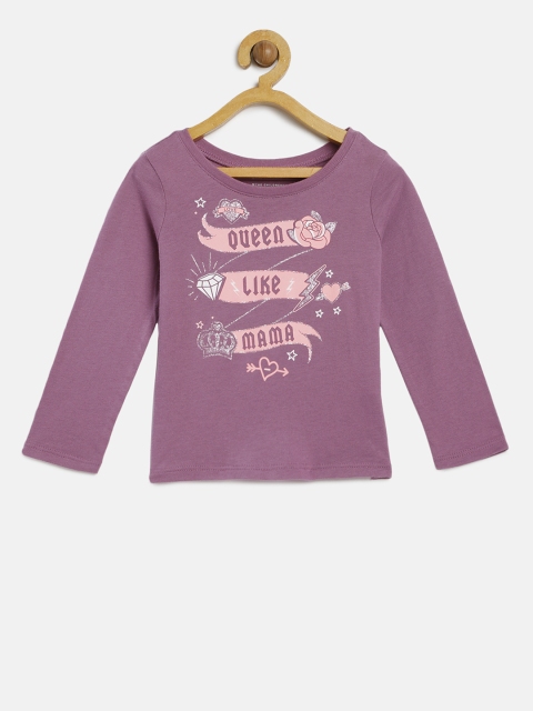 

The Childrens Place Girls Purple Printed Round Neck T-shirt