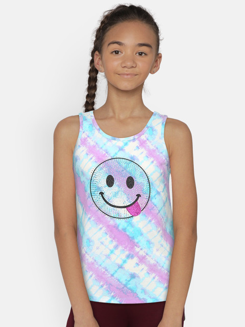 

The Childrens Place Girls White & Blue Dyed Round Neck T-shirt