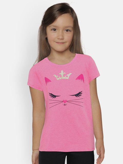 

The Childrens Place Girls Pink Printed Round Neck T-shirt