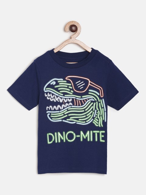 

The Childrens Place Boys Blue Printed Round Neck Pure Cotton T-shirt