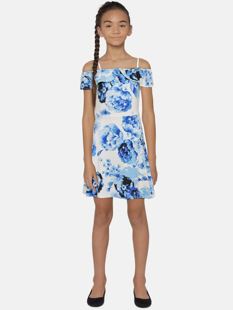 

The Childrens Place Girls White Floral Printed Fit and Flare Dress