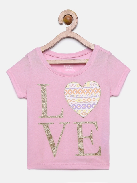 

The Childrens Place Girls Pink Printed Round Neck T-shirt