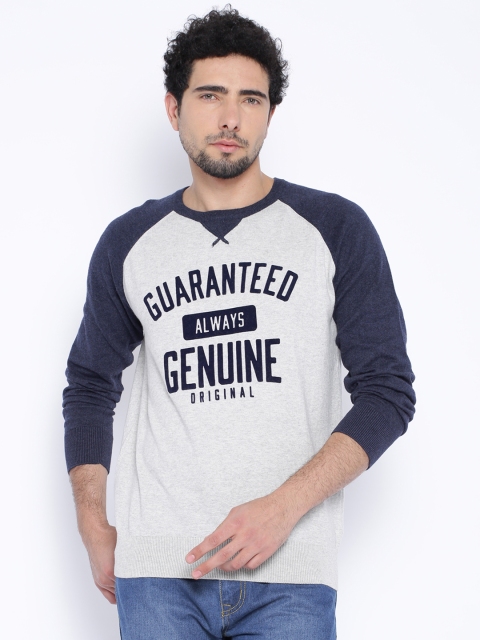 

Fox Grey Melange Printed Sweater