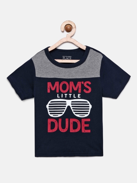 

The Childrens Place Boys Navy Blue Printed Round Neck T-shirt