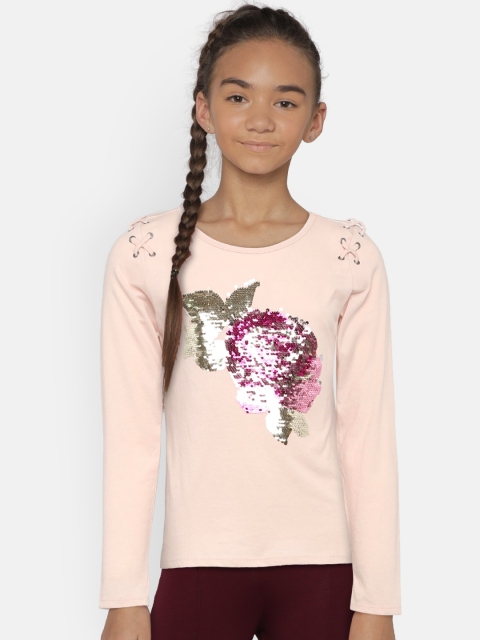 

The Childrens Place Girls Pink Printed Round Neck T-shirt