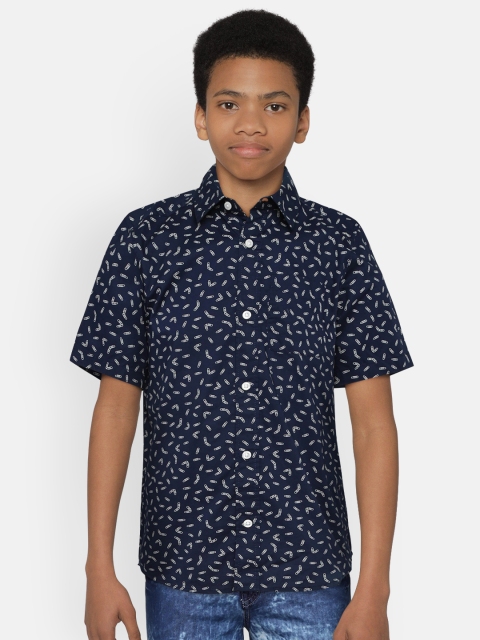

The Childrens Place Boys Navy Blue & White Regular Fit Printed Casual Shirt