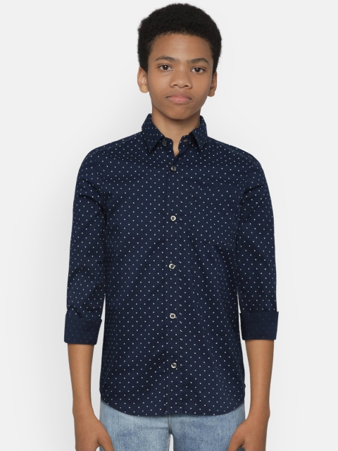 

The Childrens Place Boys Navy Blue & White Regular Fit Printed Casual Shirt