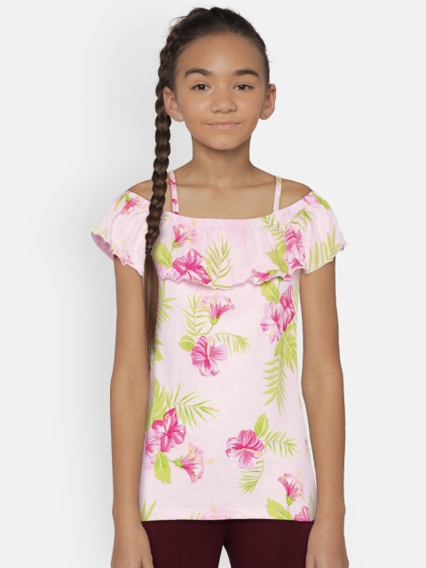 

The Childrens Place Girls Pink Tropical Printed A-Line Dress