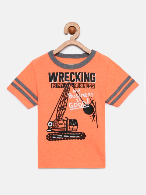 

The Childrens Place Boys Orange Printed Round Neck T-shirt