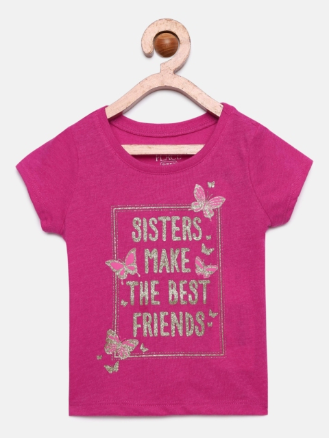 

The Childrens Place Girls Fuchsia Printed Round Neck T-shirt