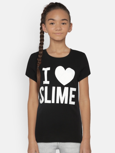 

The Childrens Place Girls Black Solid Round Neck T-shirt